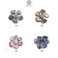 Chocolate Pink Blue & Silver Sheen Sapphire Gemstone Normal Cut : Natural Untreated Golden Brown Sapphire Egg Shape Set