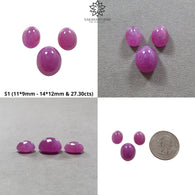 Purple Ruby Gemstone Cabochon : Natural Untreated Unheated Ruby Oval Shape 3pcs