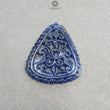 Blue Sapphire Gemstone Carving : 58.00cts Natural Untreated Unheated Blue Sapphire Hand Carved Triangle Shape 43*37mm