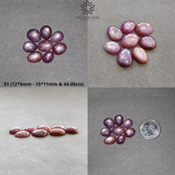 Star Ruby Gemstone Cabochon : 44cts - 50cts Natural Untreated Unheated Red 6Ray Star Ruby Uneven Egg Shape Set
