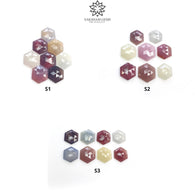 MULTI SAPPHIRE Gemstone Rose Cut : Natural Untreated Unheated Sapphire Bi-Color Hexagon Shape 8pcs Set