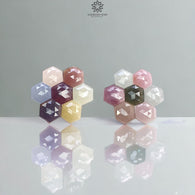 MULTI SAPPHIRE Gemstone Rose Cut : Natural Untreated Unheated Sapphire Bi-Color Hexagon Shape 14pcs Set