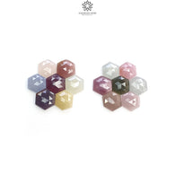 MULTI SAPPHIRE Gemstone Rose Cut : Natural Untreated Unheated Sapphire Bi-Color Hexagon Shape 14pcs Set