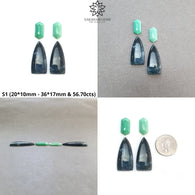 Moss Agate Chrysoprase & Opal Gemstone Step Cut Cabochon : Natural Untreated Bi-Color Agate Triangle Olav Shape 4pcs Set