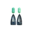 Moss Agate Chrysoprase & Opal Gemstone Step Cut Cabochon : Natural Untreated Bi-Color Agate Triangle Olav Shape 4pcs Set