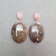 Botswana Agate Sunstone & Peach Moonstone Gemstone Rose Cut Cabochon : Natural Untreated Bi-Color Agate Egg Oval Shape 4pcs Set