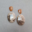 Botswana Agate Sunstone & Peach Moonstone Gemstone Rose Cut Cabochon : Natural Untreated Bi-Color Agate Egg Oval Shape 4pcs Set