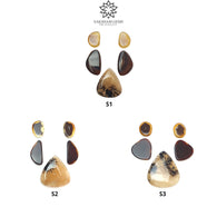 Tiger Dendrite & Botswana Agate Gemstone Cabochon : Natural Untreated Bi-Color Agate Triangle Uneven Shape 5pcs Set