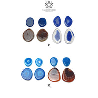 बोत्सवाना एगेट रत्न कैबोचोन: प्राकृतिक रंग बढ़ाया द्वि-रंग एगेट असमान आकार 8 पीस सेट