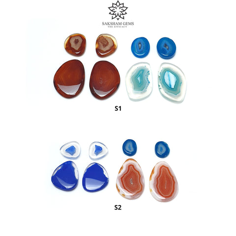 बोत्सवाना एगेट रत्न कैबोचोन: प्राकृतिक रंग बढ़ाया द्वि-रंग एगेट असमान आकार 8 पीस सेट
