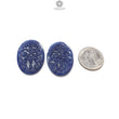 Blue Sapphire Gemstone Carving : 90.00cts Natural Untreated Unheated Sapphire Hand Carved Oval Shape 34*24mm Pair