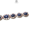925 Sterling Silver BRACELET : 33.75gms Natural Blue Sapphire & Ruby Glass Filled Rose Cut Prong Set Rhodium Plated Tennis Bracelet 7.25"