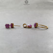 Raspberry Ruby Gemstone Jewelry Set: 4.15gm 925 Sterling Silver Natural Ruby Step Cut Yellow Gold Plated Prong Set Earrings Pendant Ring Set