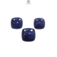 BLUE SAPPHIRE Gemstone Cabochon : 38.50cts Natural Untreated Unheated Sapphire Cushion Shape 12*14mm - 15*17mm 3pcs