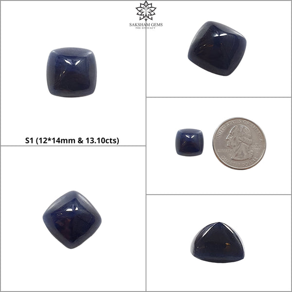 BLUE SAPPHIRE Gemstone Cabochon : Natural Untreated Unheated Sapphire Cushion & Triangle Shape Cabochon