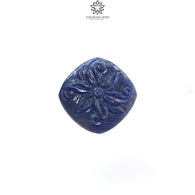 Blue Sapphire Gemstone Carving : 21.20cts Natural Untreated Unheated Sapphire Hand Carved Cushion Shape 20*23mm