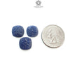 Blue Sapphire Gemstone Carving : 21.20cts Natural Untreated Unheated Sapphire Hand Carved Cushion Shape 12*14mm 3pcs
