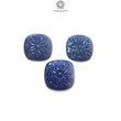 Blue Sapphire Gemstone Carving : 45.00cts Natural Untreated Unheated Sapphire Hand Carved Cushion Shape 16*18mm - 17*19mm 3pcs