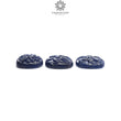 Deep Blue Sapphire Gemstone Carving : 23.40cts Natural Untreated Unheated Sapphire Hand Carved Cushion Shape 14*12mm - 14*13mm 3pcs