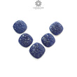 Deep Blue Sapphire Gemstone Carving : 53.20cts Natural Untreated Unheated Sapphire Hand Carved Cushion Shape 16*15mm - 18*16mm 5pcs