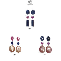 Multi & Blue Sapphire Gemstone Rose Cut And Flats : Natural Untreated Unheated Sapphire Multi Color Multi Shape Set