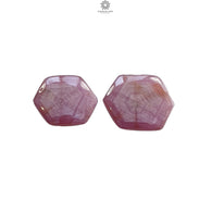 Star Trapiche Ruby Gemstone Cabochon : 13.40cts Natural Untreated Unheated 6Ray Star Ruby Hexagon Shape 12.5*10.5mm - 14.5*12mm 2pcs