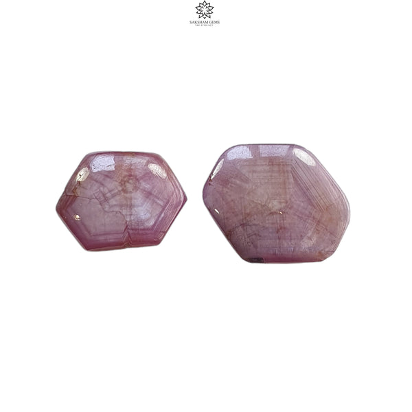 Star Trapiche Ruby Gemstone Cabochon : 22.80cts Natural Untreated Unheated 6Ray Star Ruby Hexagon Shape 15*12mm - 17.5*15mm 2pcs