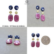 Ruby & Blue Green Sapphire Gemstone Normal And Rose Cut : Natural Untreated Unheated Ruby Sapphire Oval Multi Shape Sets