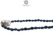 Blue Sapphire Gemstone NECKLACE : 19.30gms Natural Oval Shape Sapphire With Brass Beaded Necklace 20"