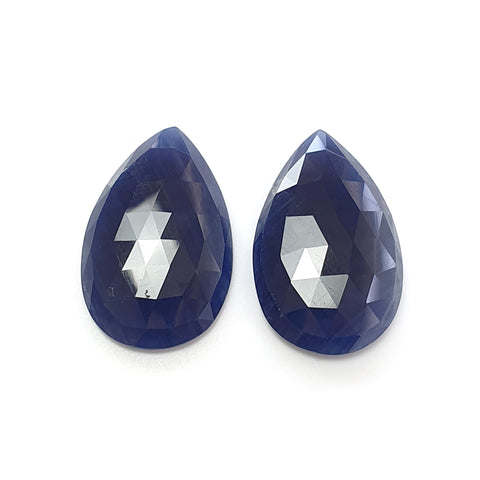 Blue Sapphire Gemstone Normal Cut : 43.60cts Natural Untreated Unheated Sapphire Both Side Faceted Pear Shape 27*17mm Pair
