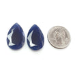 Blue Sapphire Gemstone Normal Cut : 43.60cts Natural Untreated Unheated Sapphire Both Side Faceted Pear Shape 27*17mm Pair