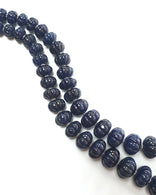 Blue Sapphire Gemstone Melon Beads Necklace : 1379.50cts 925 Sterling Silver Natural Sapphire Hand Carved Rondelle Melon Beads 14mm-19mm 21