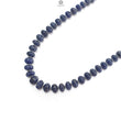 Blue Sapphire Gemstone Melon Beads Necklace : 381.30cts 925 Sterling Silver Natural Sapphire Hand Carved Rondelle Melon Beads 8mm-10mm 20"