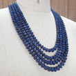 Blue Sapphire Gemstone Melon Beads Necklace : 1481.60cts Natural Sapphire Hand Carved Rondelle Melon Beads 7mm-11mm 16 "- 21"