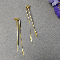 Handmade Brass Earring : 7*1CM 18k Gold Plated 4.00GMS Brass Boho Style Dainty Arrow Shape Push Back Earring Gift For Her