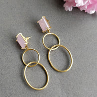 Pink Quartz Gemstone Earring : 2.75