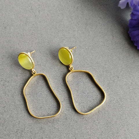 Yellow Cat's Eye Gemstone Earring : 1.75