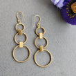 Handmade Brass Earring : 2.75" 18k Gold Plated 6.45gms Brass Boho Style Twisted Circle Design Drop Dangle Hook Earring Gift For Her