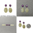 Yellow & Pink Sapphire Gemstone Carving And Rose Cut : Natural Untreated Sapphire Oval Round Shapes 4pcs Sets