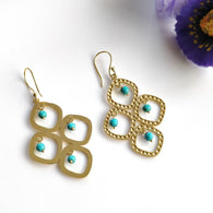 Turquoise Gemstone Brass Earring : 2.5