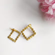 Handmade Brass Earring : 1.00" 18k Gold Plated 2.50GMS Brass Boho Style Square Brush Texture Stud Push Back Earring Gift For Her