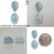 Blue Aquamarine Gemstone Cabochon: Natural Untreated Aquamarine Oval Pear, Cushion Shape Cabochon 2pcs Set For Jewelry March Birthstone