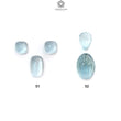 Blue Aquamarine Gemstone Cabochon & Carving: Natural Untreated Aquamarine Oval Pear, Cushion Shape Cabochon 2pcs, 3pcs Set March Birthstone