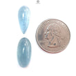 Blue Aquamarine Gemstone Cabochon: 26.10cts Natural Untreated Aquamarine Oval Pear Shape Cabochon 20*9mm - 21*11mm 2pcs Set For Jewelry