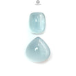 Blue Aquamarine Gemstone Cabochon: Natural Untreated Aquamarine Oval Pear, Cushion Shape Cabochon 2pcs Set For Jewelry March Birthstone