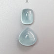 Blue Aquamarine Gemstone Cabochon: Natural Untreated Aquamarine Oval Pear, Cushion Shape Cabochon 2pcs Set For Jewelry March Birthstone