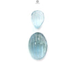 Blue Aquamarine Gemstone Cabochon & Carving: Natural Untreated Aquamarine Oval Pear, Cushion Shape Cabochon 2pcs, 3pcs Set March Birthstone