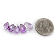 Purple Amethyst Gemstone Checker Cut Loose Beads: 13.30cts Natural Untreated Purple Amethyst Pear Briolette Beads 9*7mm - 13*9mm 5pcs