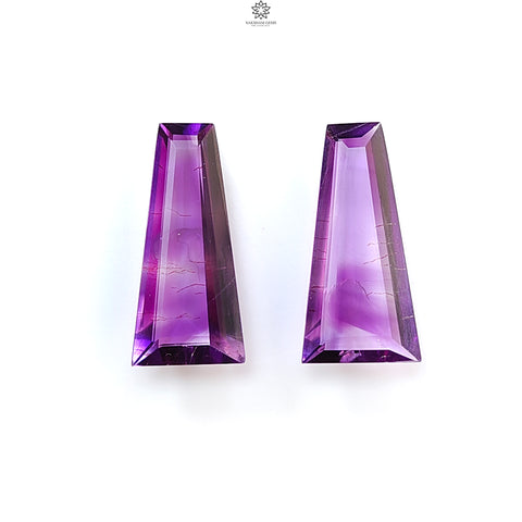 Rutile Amethyst Quartz Gemstone Faceted Cut: 13.40cts Natural Untreated Purple Amethyst Fancy Shape 22*10mm Pair February Birthstone