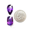 Rutile Amethyst Quartz Gemstone Checker Cut: Natural Untreated Purple Amethyst Oval, Pear & Baguette Shape 2pcs Set for Jewelry February Birthstone